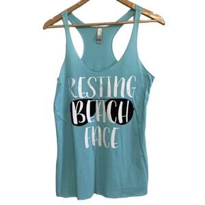 Women’s Teal Resting Beach Face Racerback Tank Top